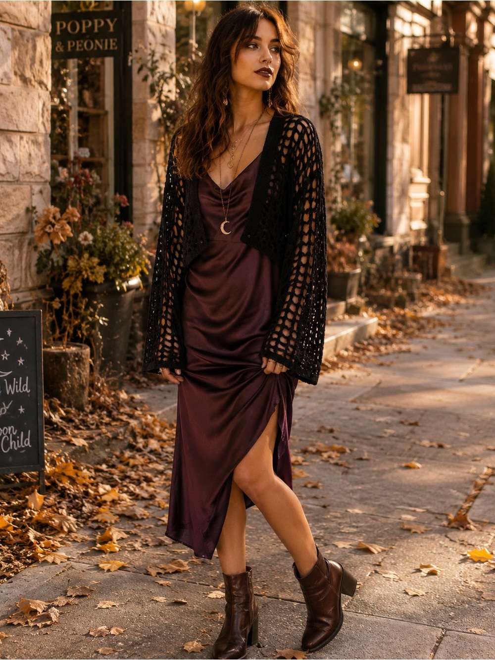 Open-Knit Black Cropped Cardigan